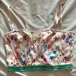 Victoria's Secret Floral Corset with Green Accents
